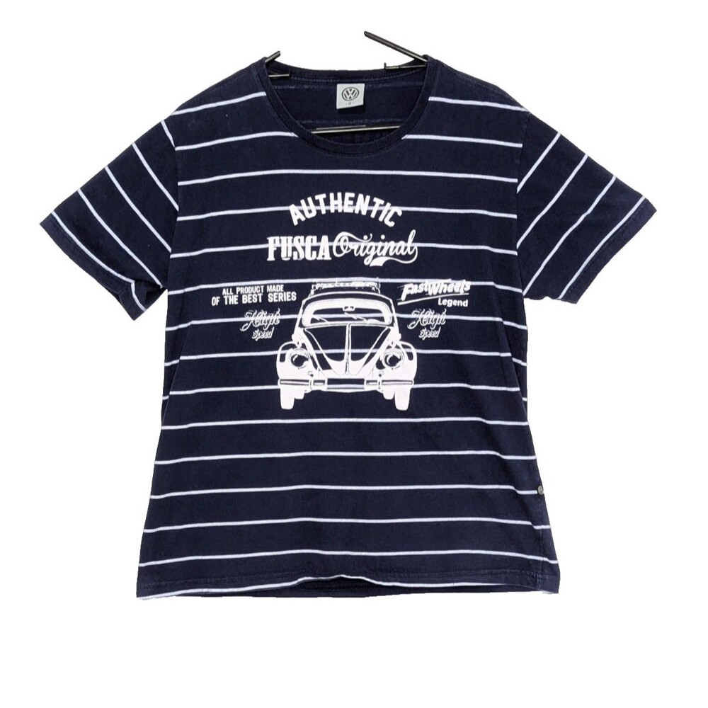 Volkswagen Womens L Striped Graphic Licensed T-Shirt Authentic Fusca Original